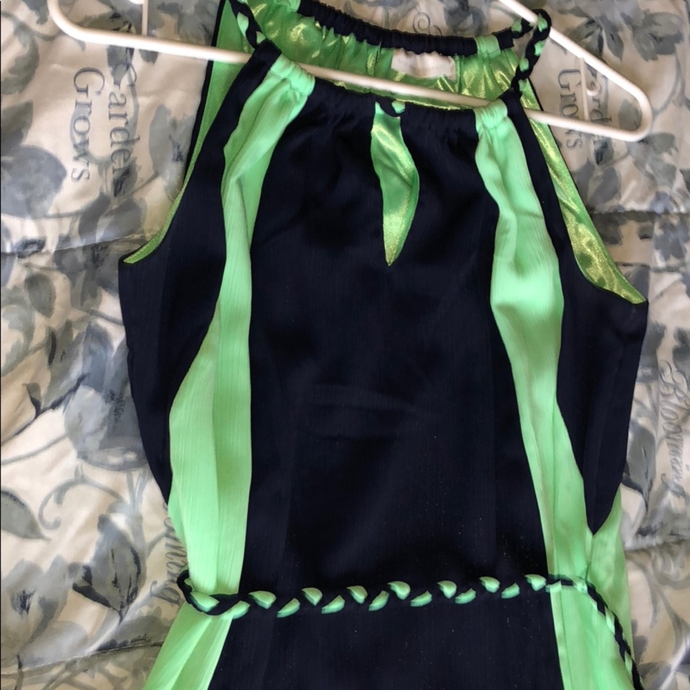 Navy blue and green long dress